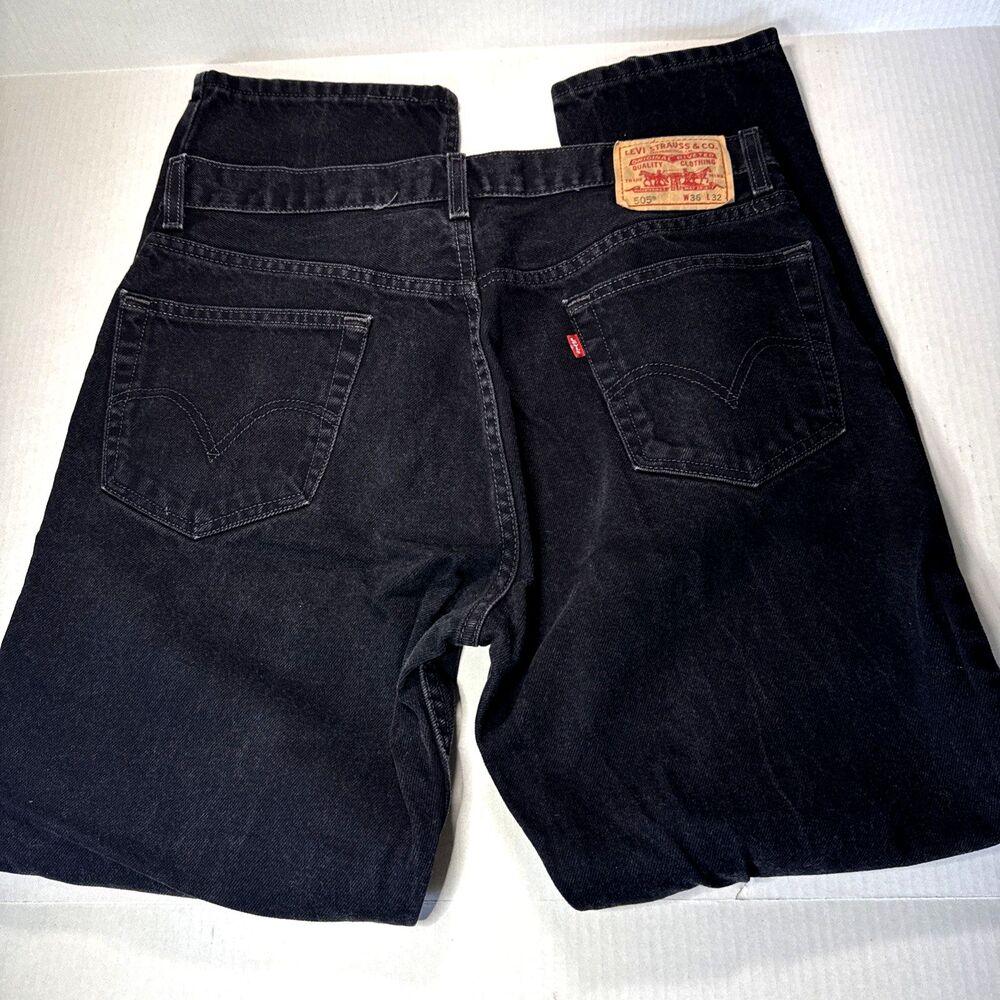 Men’s LEVI'S 505 Black Denim Jeans SIZE 36 x 32 Worn Once Excellent Condition